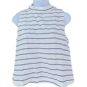 Monk & Lou/ Sleeveless top/ White with black lined stitching/  Size US S